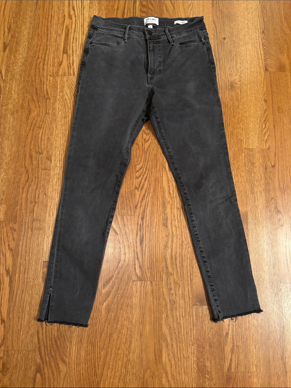 Frame Skinny Jeans Womens 30 Le High Skinny High Rise Gray Stretch Split Raw Hem